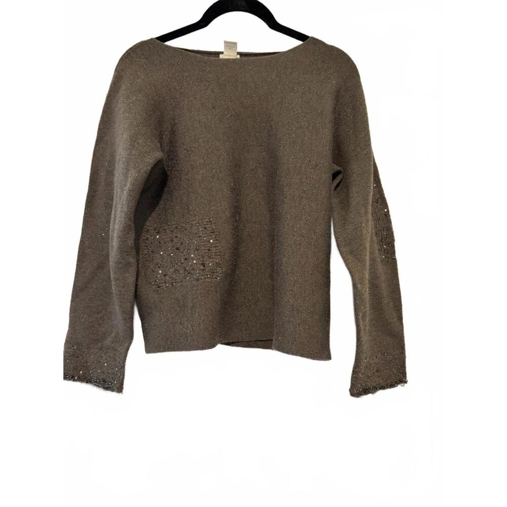 Women's sz‎ S J Jill brown merino wool sweater 0